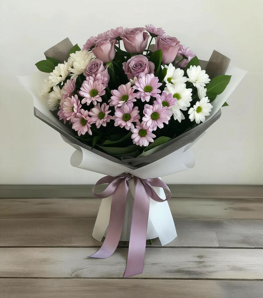 Букет цветов из: Хризантемы и Розы в Ильинке Астраханской области