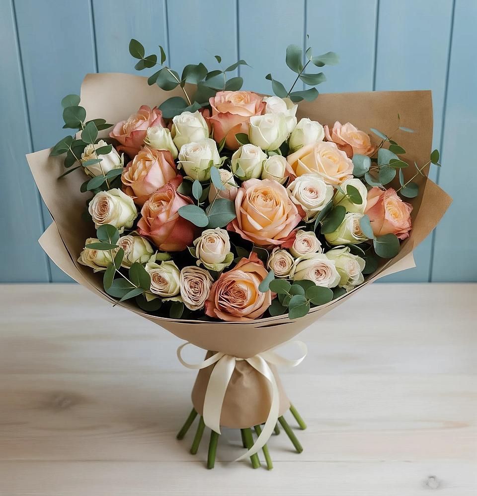 Букет цветов из: Альстромерии и Розы в Ильинке Астраханской области