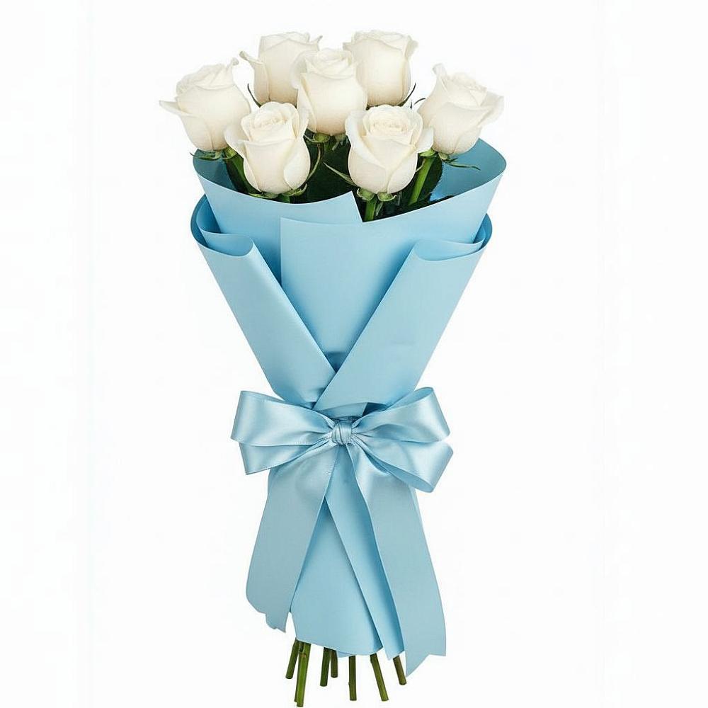 Букет 7 белых роз Проуд в Ильинке Астраханской области