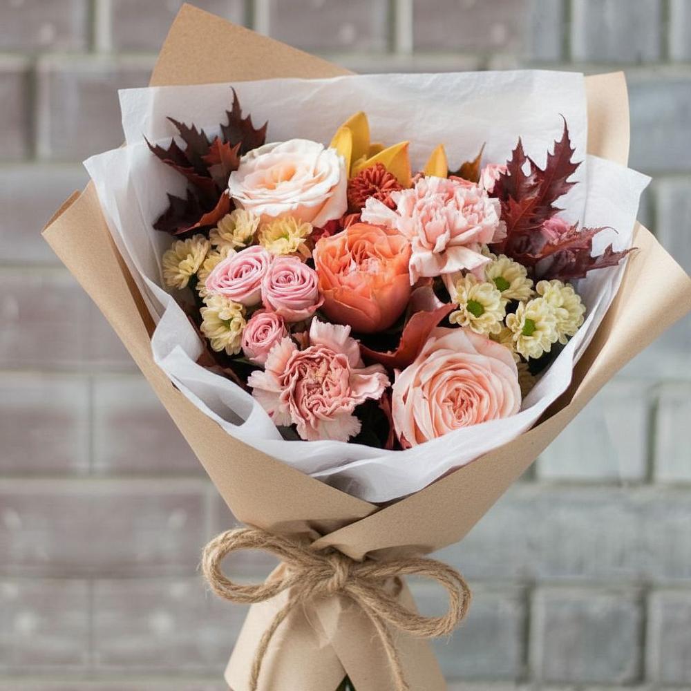 Букет цветов из: Гвоздики, Хризантемы и Розы в Ильинке Астраханской области