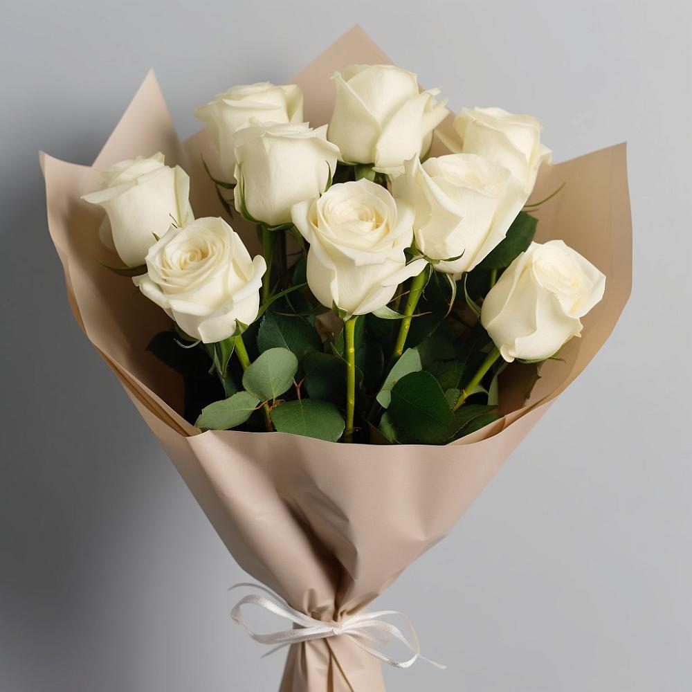 Букет 9 Белых роз Эдлесс Лав в Ильинке Астраханской области