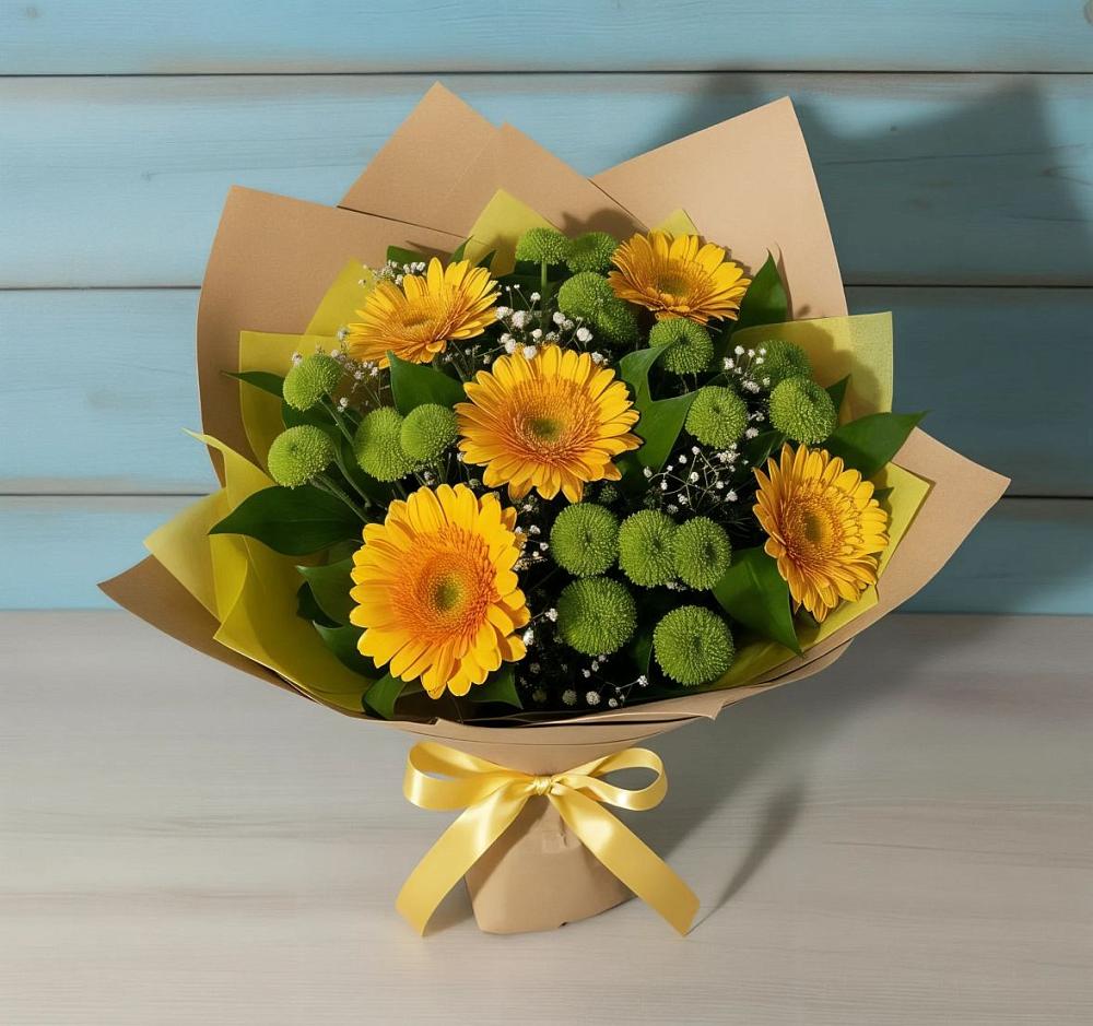 Букет цветов из: Герберы и Хризантемы в Ильинке Астраханской области