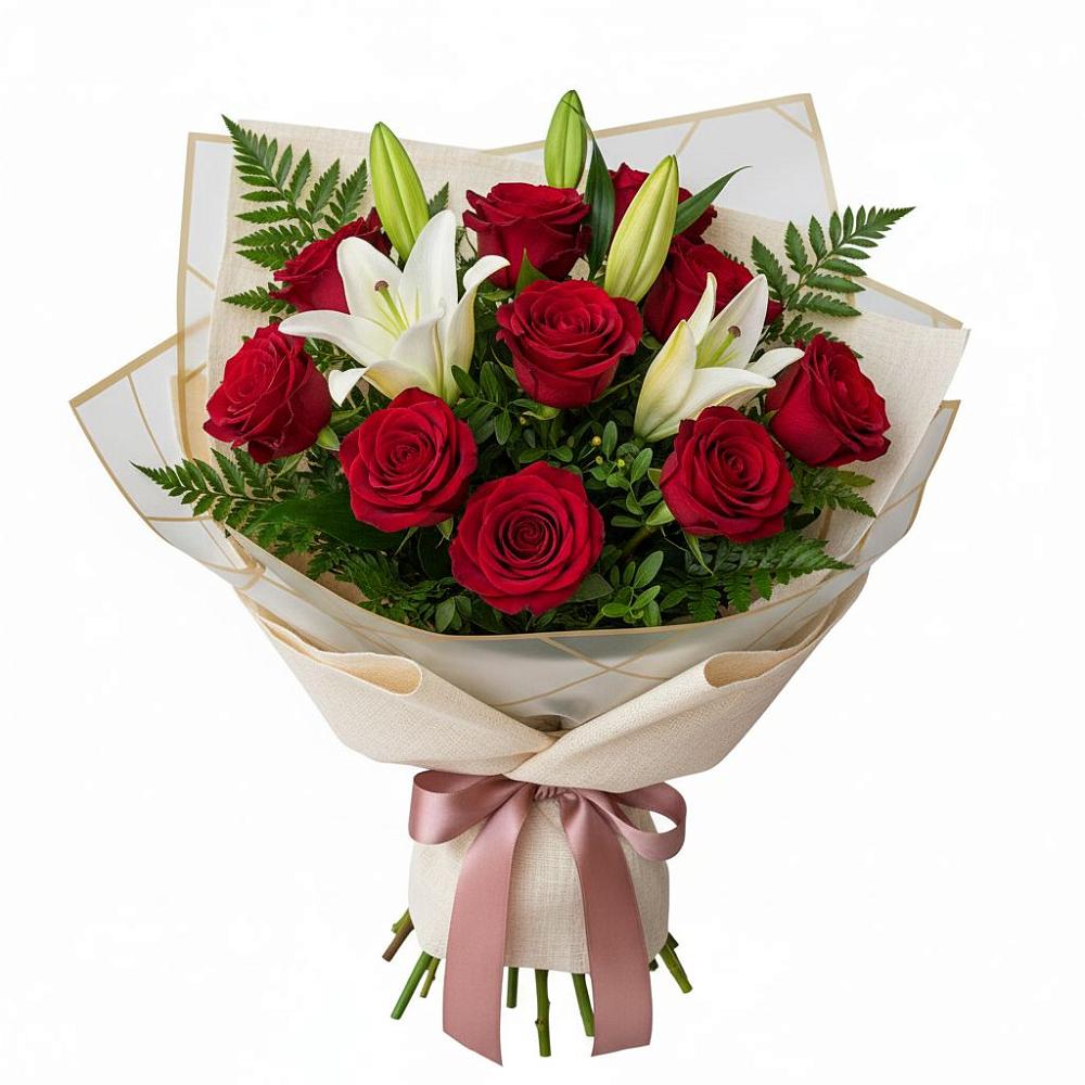 Букет цветов из: Лилии и Розы в Ильинке Астраханской области