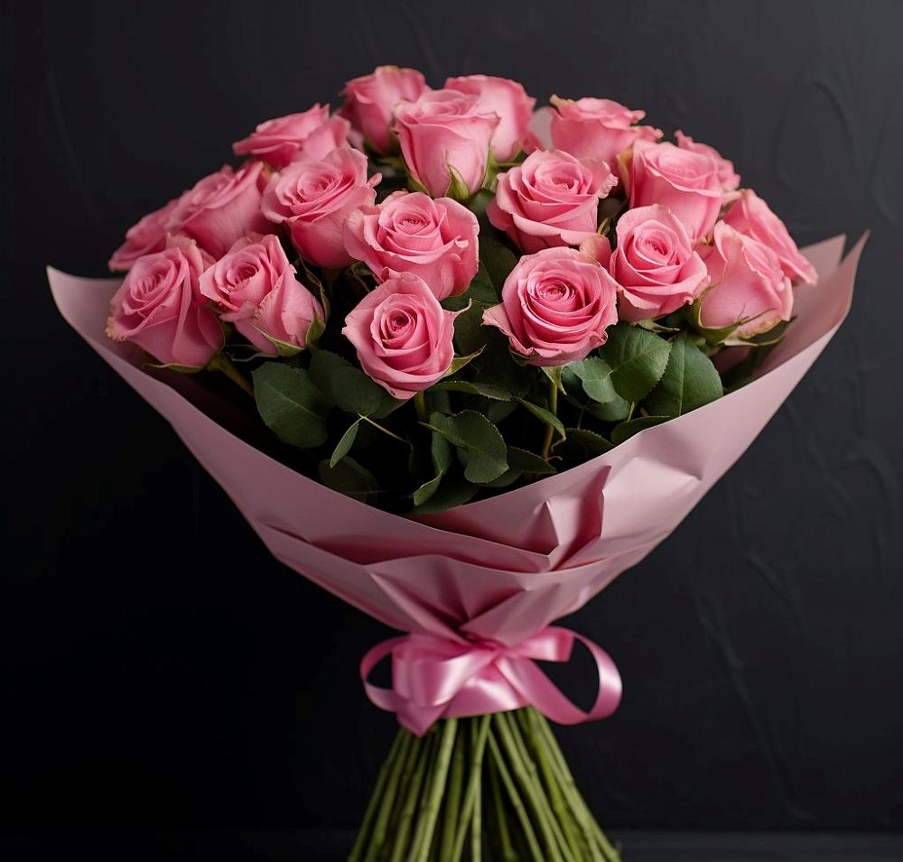 Букет 25 розовых роз в Ильинке Астраханской области