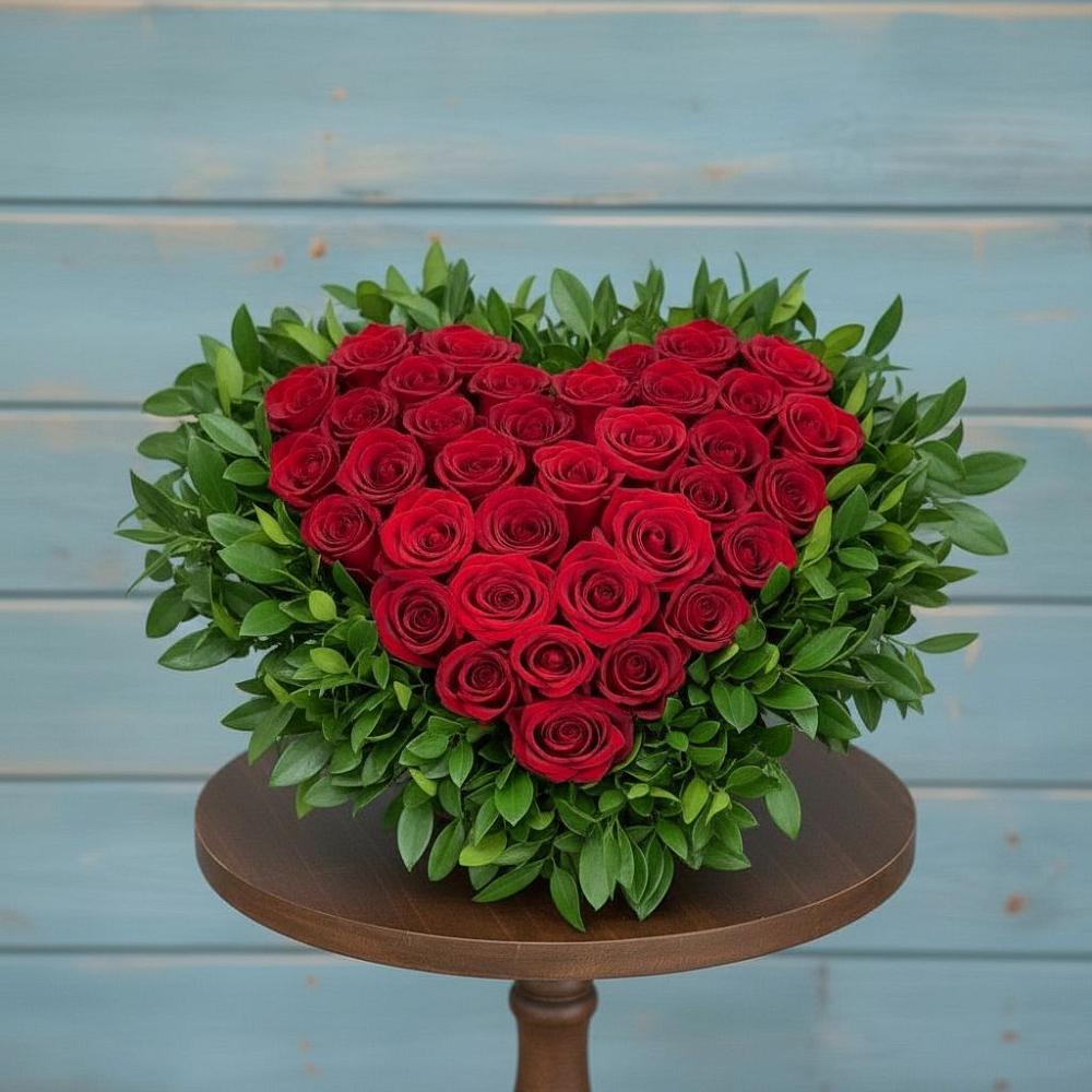 Цветочная композиция из Розы в виде сердца в Ильинке Астраханской области