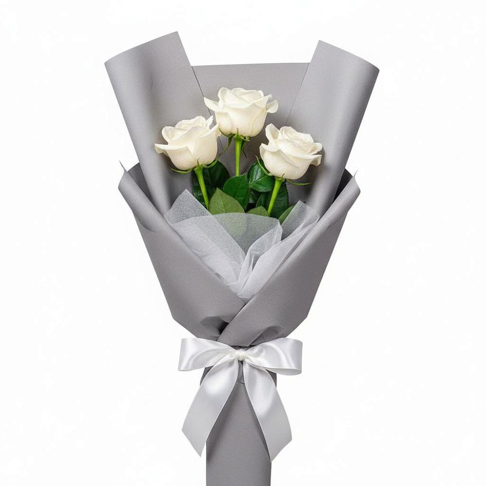 Букет 3 белые розы в Ильинке Астраханской области