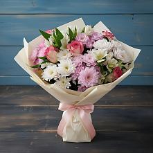 Букет цветов из:  Хризантемы, Альстромерии и Розы в Ильинке Астраханской области