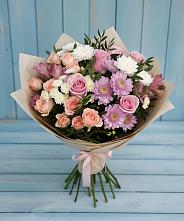 Букет цветов из:  Хризантемы, Розы и Альстромерии #REPLACE_PRED# Ильинке Астраханской области